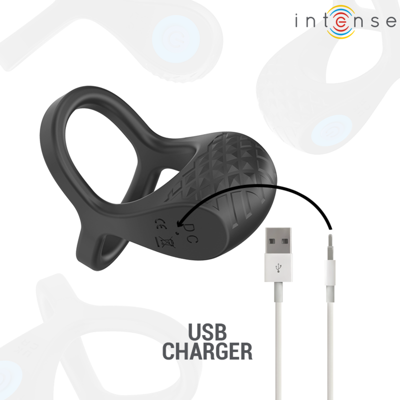 INTENSE - ALEX VIBRATOR DOPPEL-PENISRING 10 VIBRATIONEN SCHWARZ