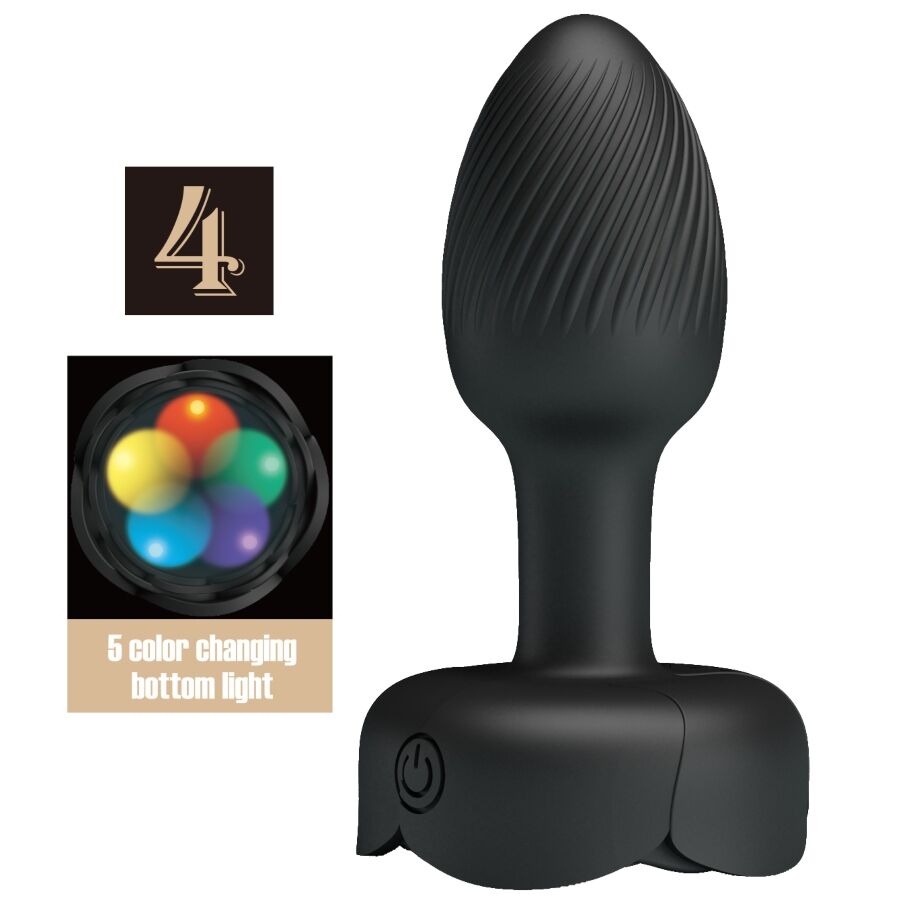 PRETTY LOVE - OLMAN ANAL PLUG MIT LED LICHT SCHWARZ 8,8 CM