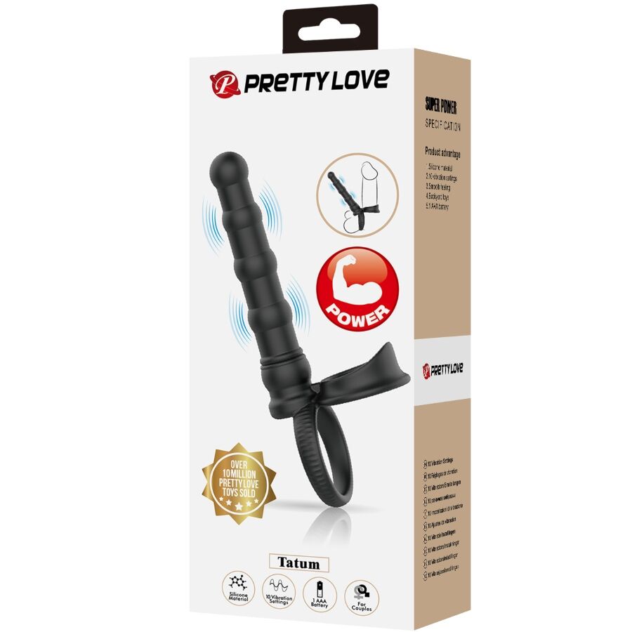 PRETTY LOVE - TATUM VIBRIERENDER PENISRING MIT STECKER 10 VIBRATIONEN SCHWARZ