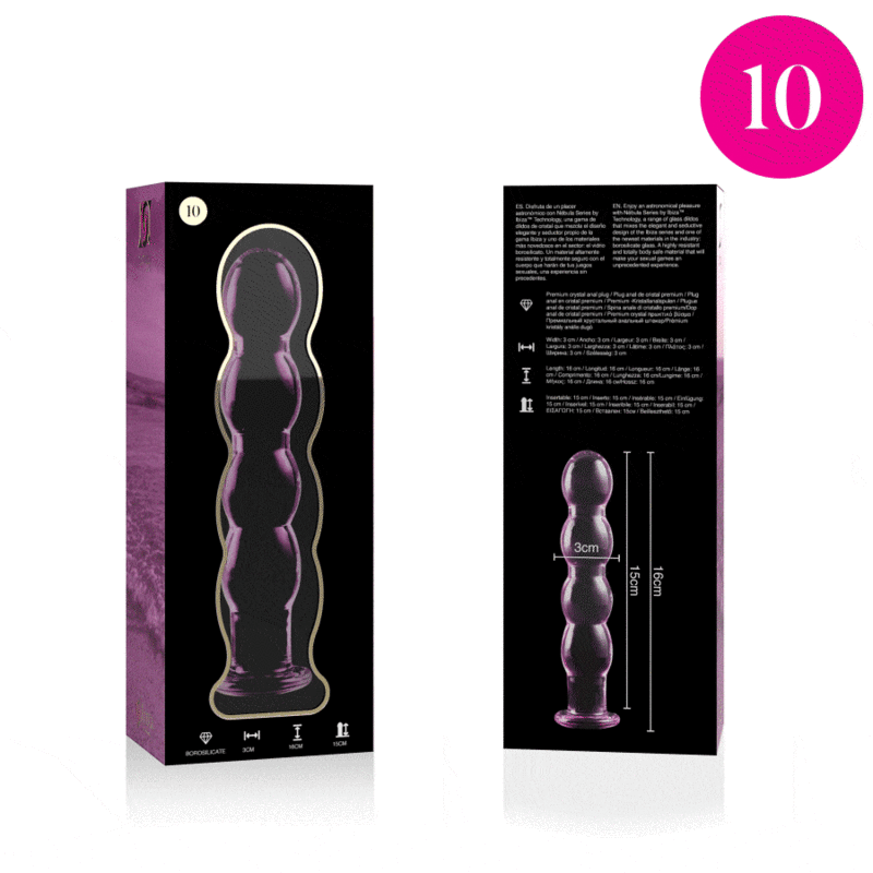 NEBULA SERIES BY IBIZA - MODELL 10 DILDO BOROSILIKATGLAS ROSA 16.5 CM -O- 3.5 CM