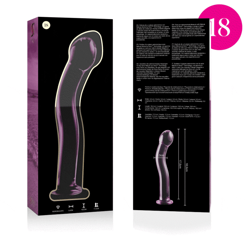 NEBULA SERIES BY IBIZA - MODELL 18 DILDO BOROSILIKATGLAS ROSA 18.5 CM -O- 3.5 CM