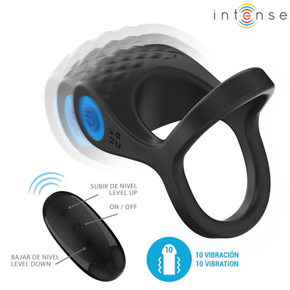 INTENSE - ALEX VIBRATOR DOPPEL-PENISRING 10 VIBRATIONEN SCHWARZ