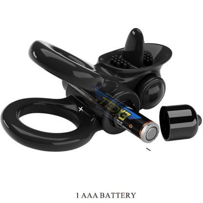 PRETTY LOVE - PASSIONATE RING DOPPELTER VIBRATIONSRING + KLITORIS-STIMULATOR SCHWARZ