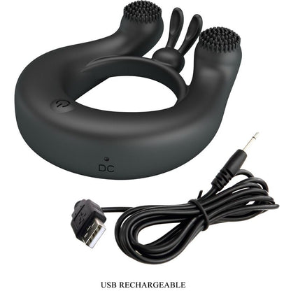 PRETTY LOVE - DAHLIA VIBRATIONSRING + KLITORISSTIMULATOR 12 VIBRATIONEN SCHWARZ