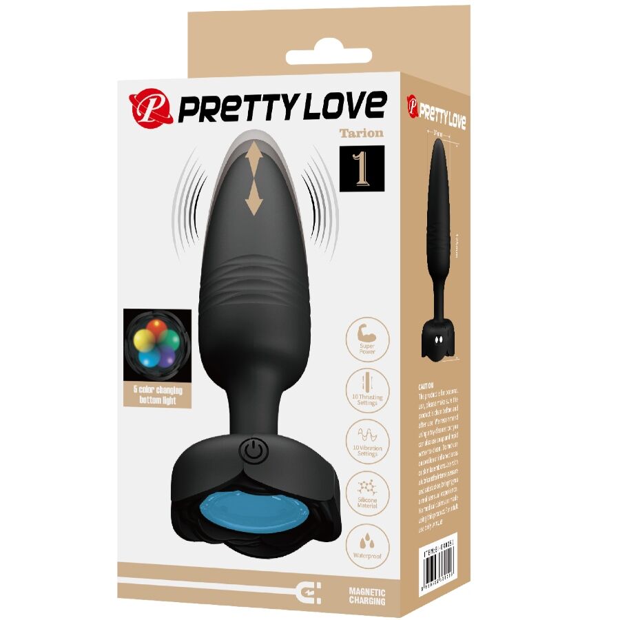 PRETTY LOVE - TARION ANAL PLUG MIT LED LICHT SCHWARZ 12,5 CM