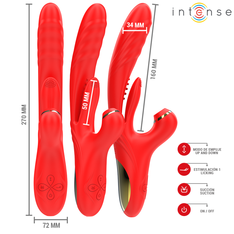INTENSE - KAROL MULTIFUNKTIONSVIBRATOR STOSS & STIMULATION & STIMULIERENDE WELLEN ROT