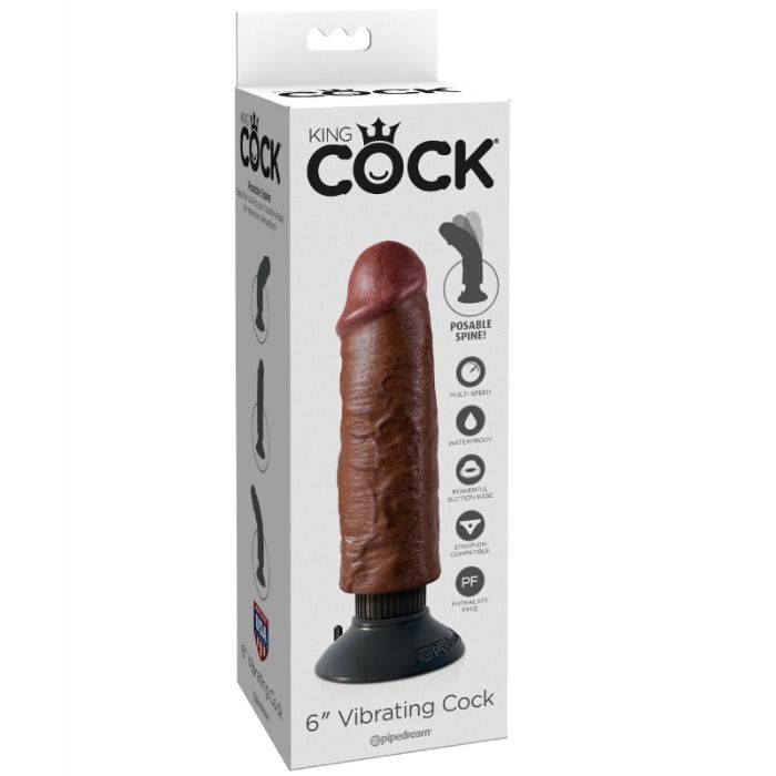 KING COCK - VIBRIERENDER SCHWANZ BRAUN 15,24 CM