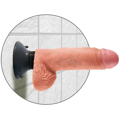 KING COCK - VIBRATORDILDO MIT HODEN 17.78 CM NATUR