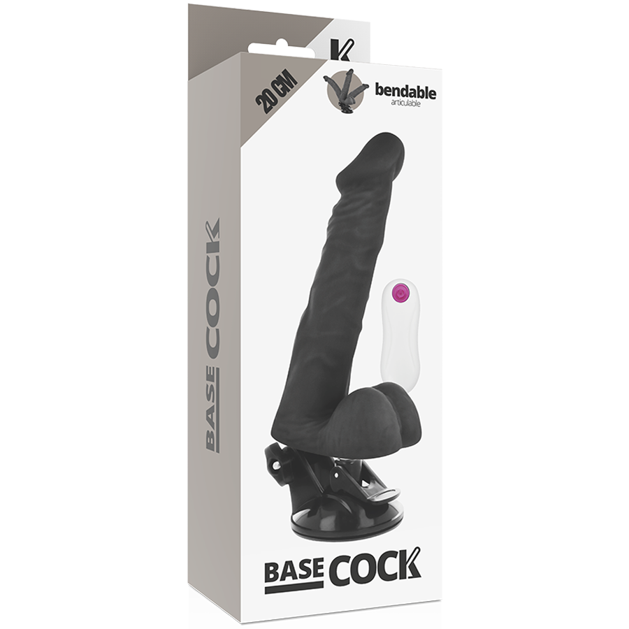 BASECOCK - ARTIKULIERBARER VIBRATOR MIT FERNBEDIENUNG SCHWARZ 20 CM -O- 4.5 CM
